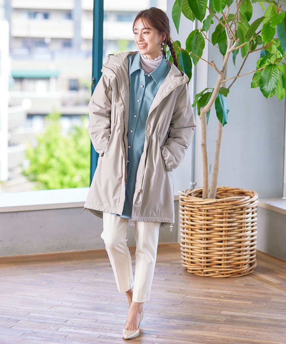 Tiaclasse 【洗える】ウール調パールボタンシャツチュニックブラウス 