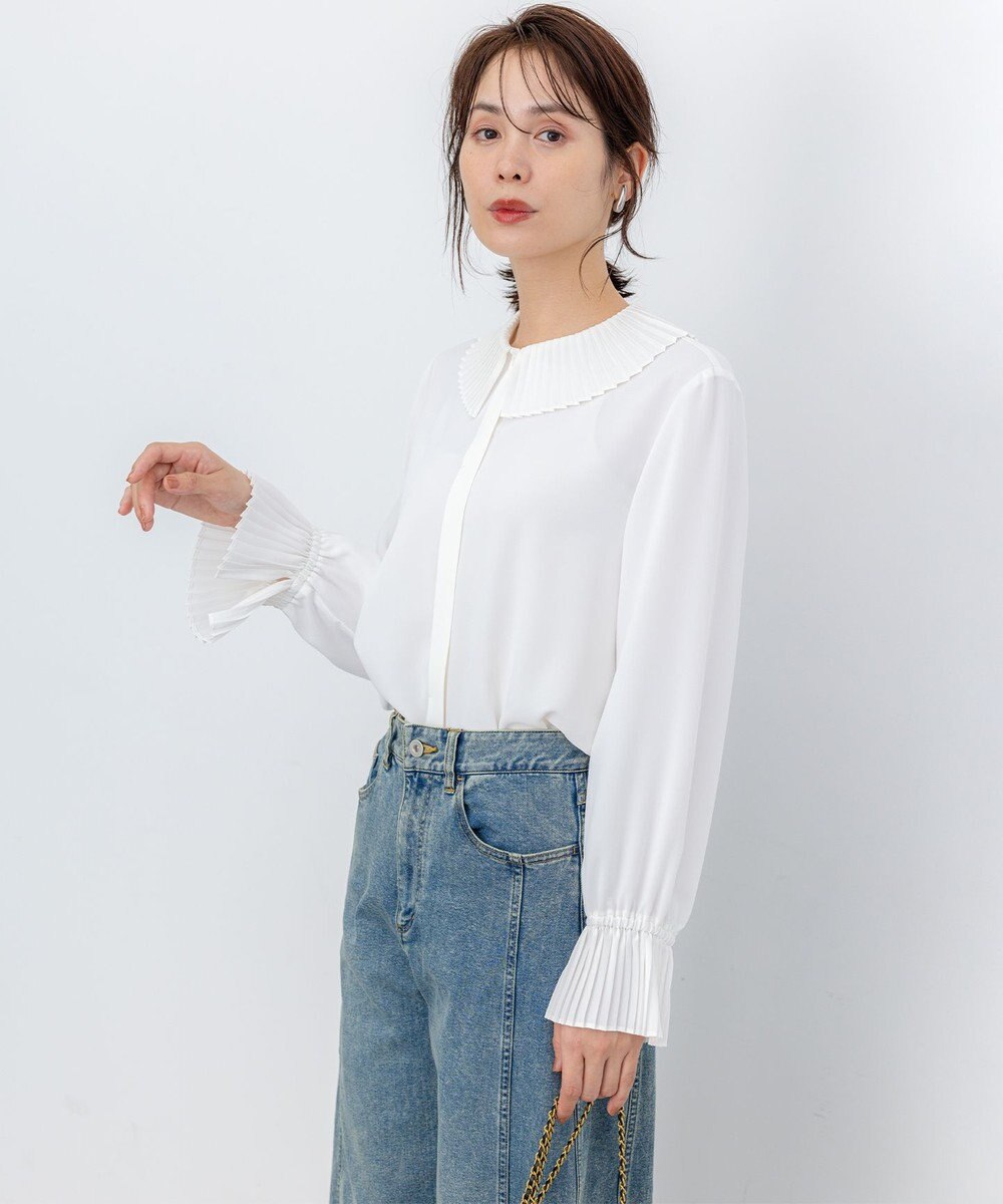 組曲 S ライトデシン プリーツブラウス 