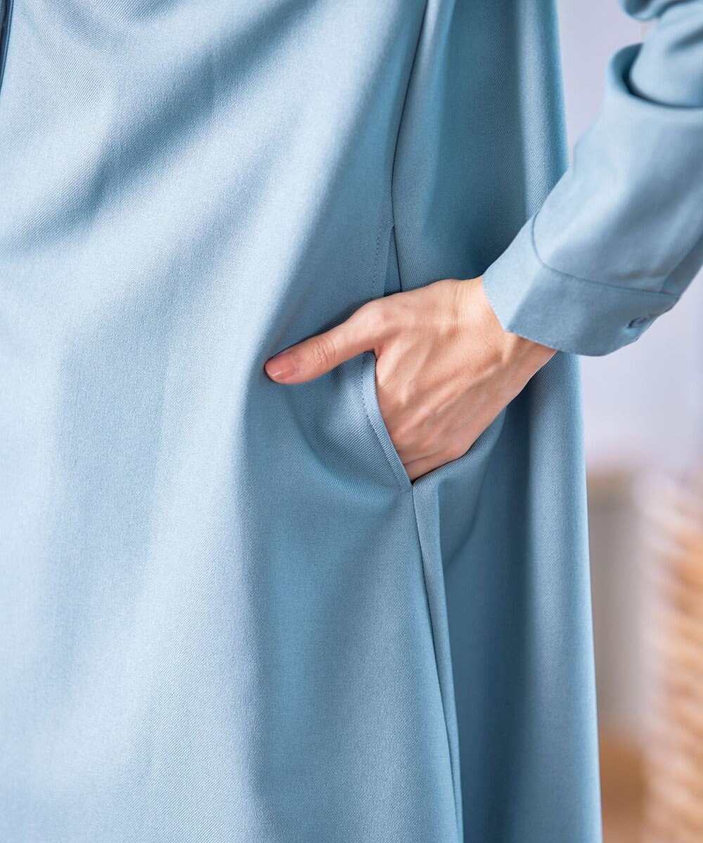 Tiaclasse 【洗える】ウール調パールボタンシャツチュニックブラウス 