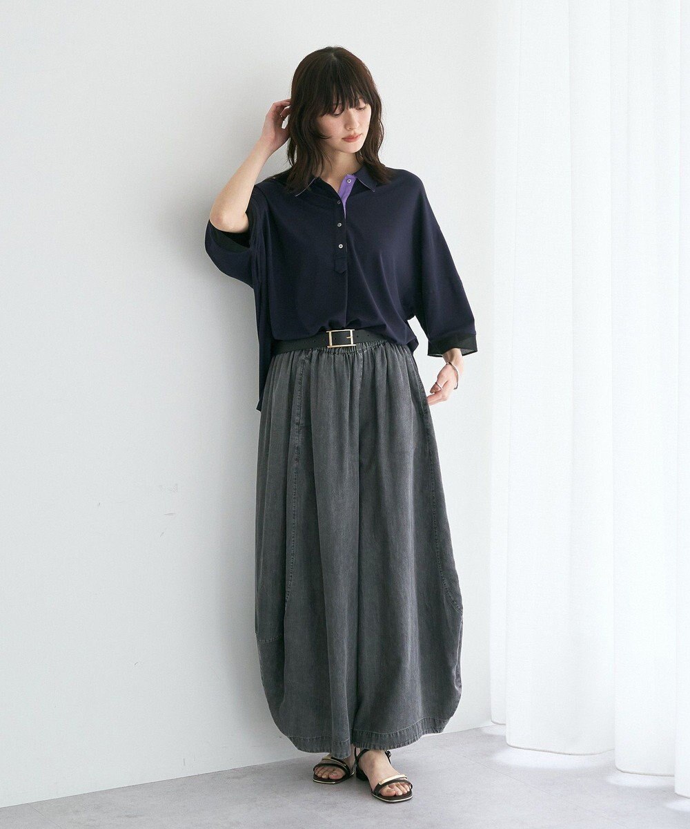 YECCA VECCA デニムコクーンドレープパンツ 