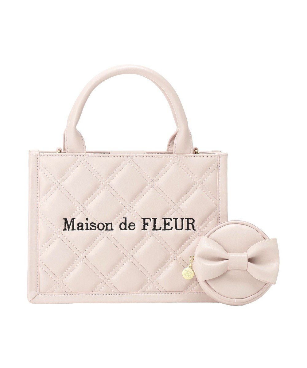 Maison de FLEUR ミニポーチ付きキルティングトートバッグ 