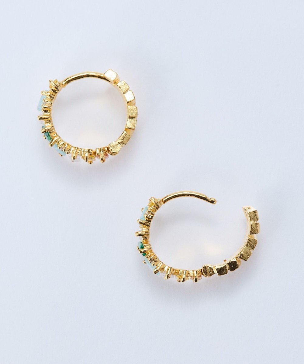 Phoebe グレースカラービジューフープピアス　グリーン 