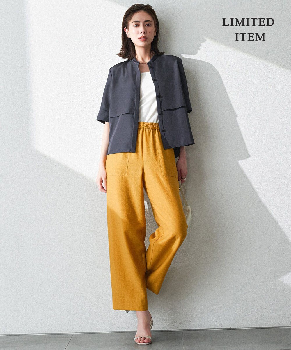 ICB L 【WEB限定・接触冷感・速乾・洗える】シルキーツイル 半袖クロップドシャツ 