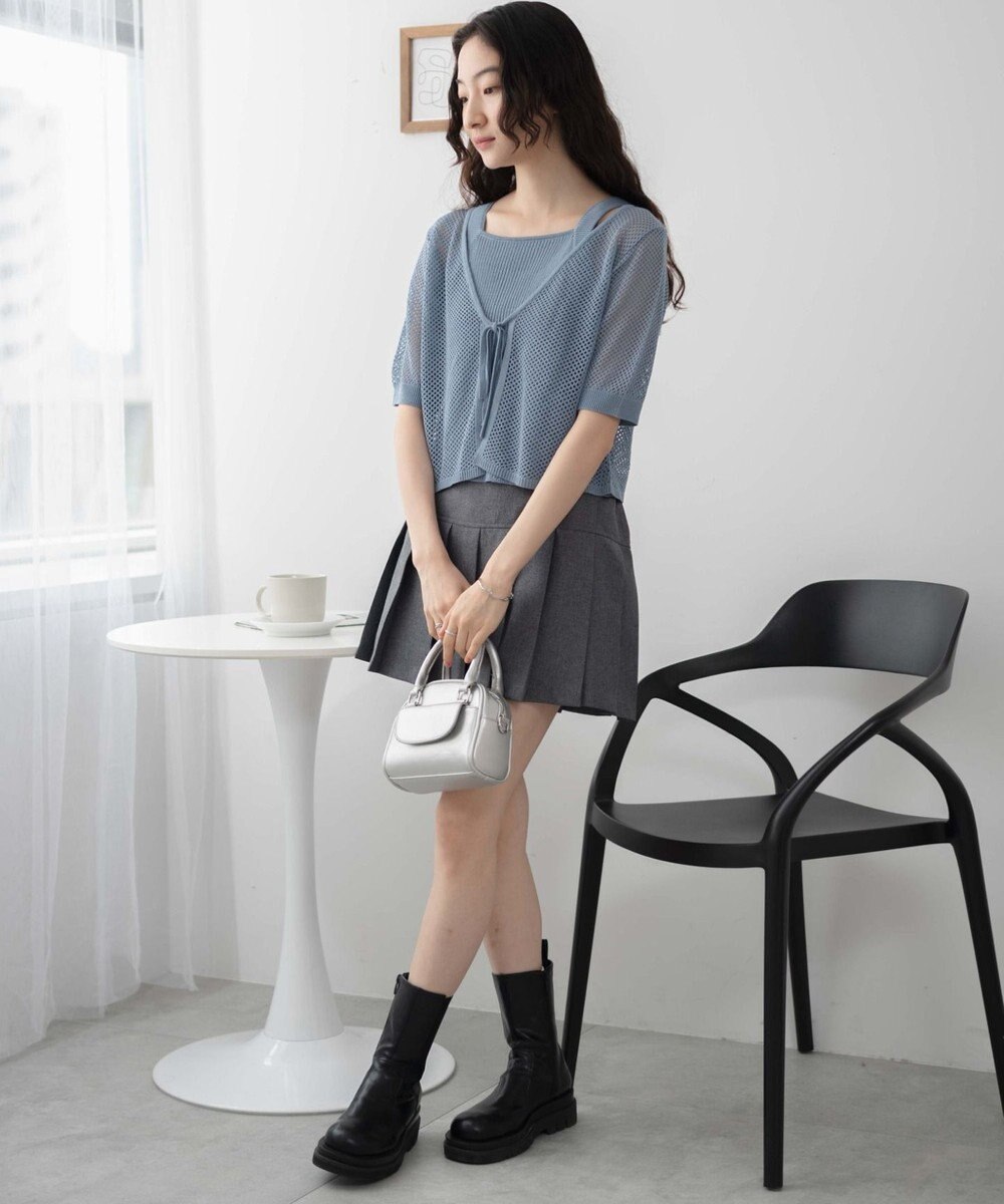 WEGO 【２点セット】半袖メッシュアンサンブルカーデ 