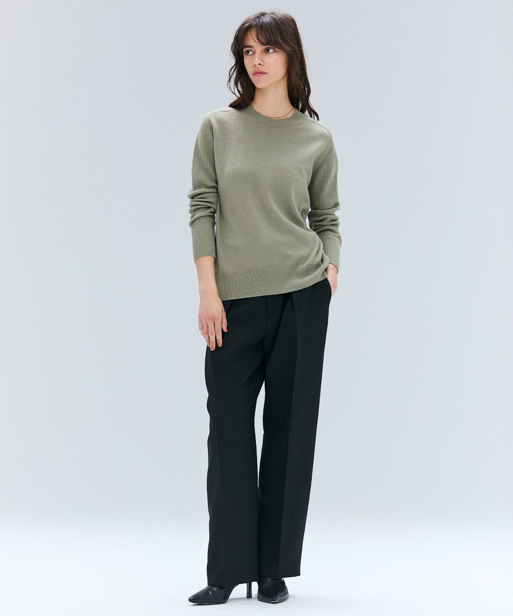 BEIGE， 【洗える】POMPE / ウールカシミヤ配色ラインクルーネックニット 