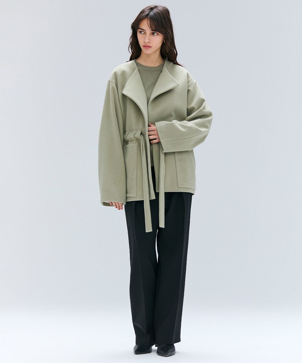 BEIGE， 【洗える】POMPE / ウールカシミヤ配色ラインクルーネックニット 