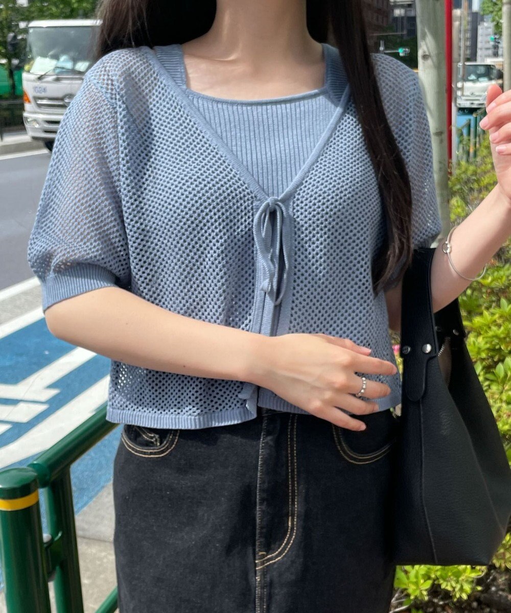 WEGO 【２点セット】半袖メッシュアンサンブルカーデ 