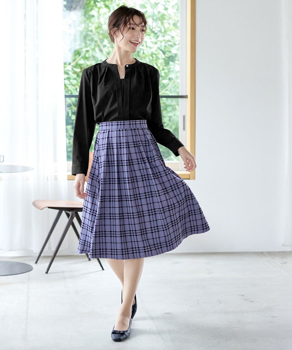 Tiaclasse L 【新色追加・洗える】バンドカラー2WAYタックブラウス 