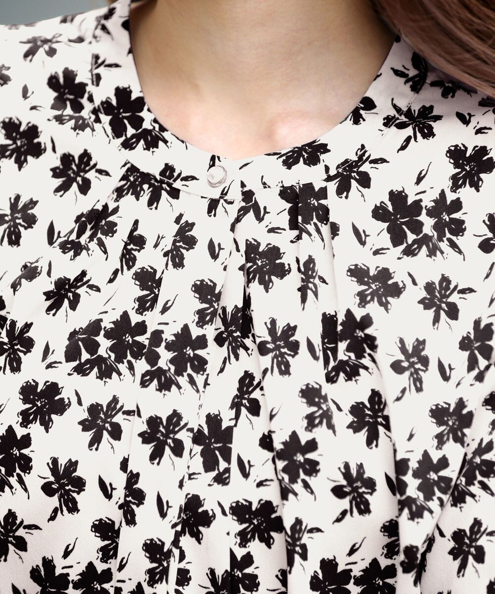 Tiaclasse L 【新色追加・洗える】バンドカラー2WAYタックブラウス 