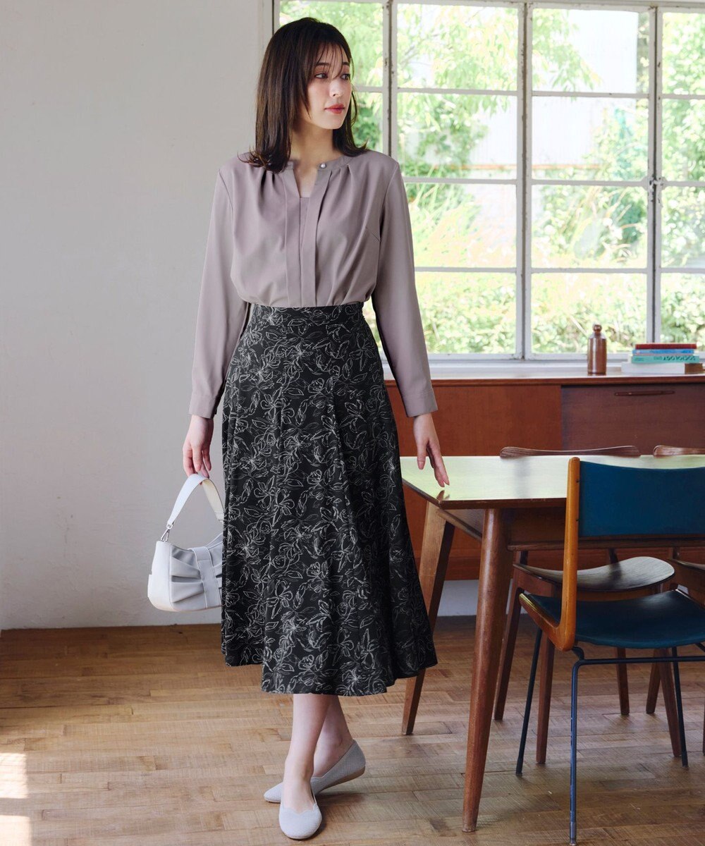 Tiaclasse L 【新色追加・洗える】バンドカラー2WAYタックブラウス 