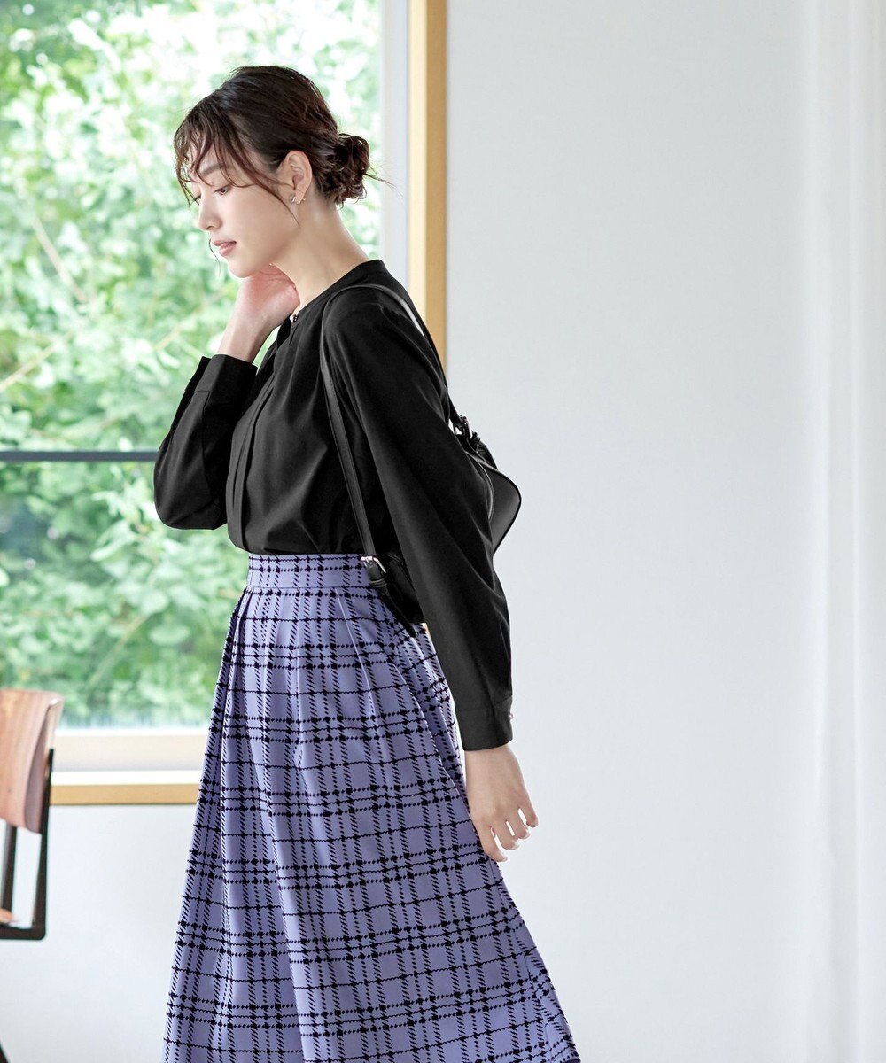 Tiaclasse L 【新色追加・洗える】バンドカラー2WAYタックブラウス 