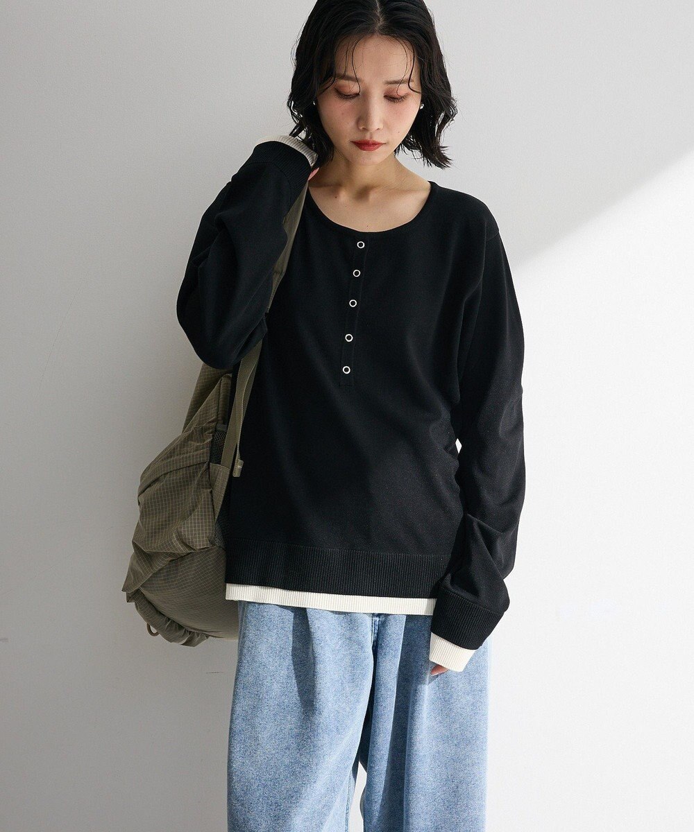 Green Parks ヘンリーネックレイヤードニットプルオーバー 