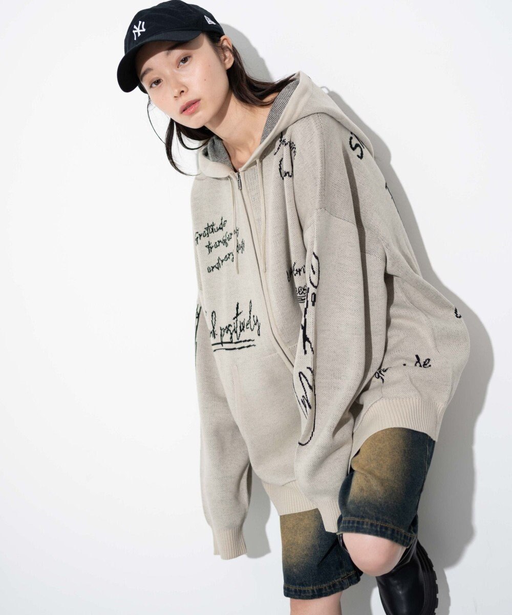 WEGO 【ユニセックス着用ITEM】ジャガードロゴジップパーカー 