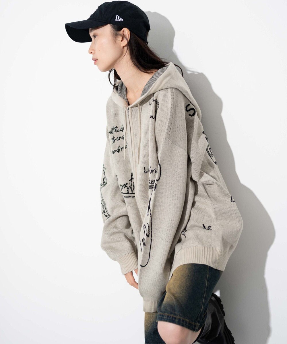 WEGO 【ユニセックス着用ITEM】ジャガードロゴジップパーカー 