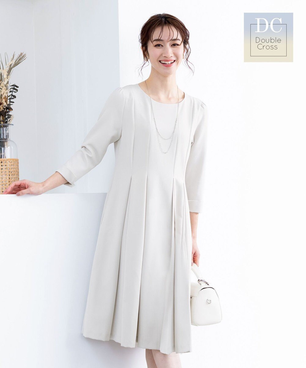 Tiaclasse L 【ダブルクロス】【洗える】ラインワンピース 