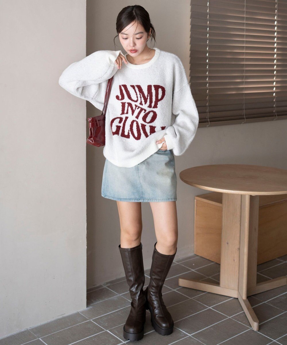 WEGO 【2025年秋冬新作】フラッフィーグラフィックニットBIGプルオーバー 