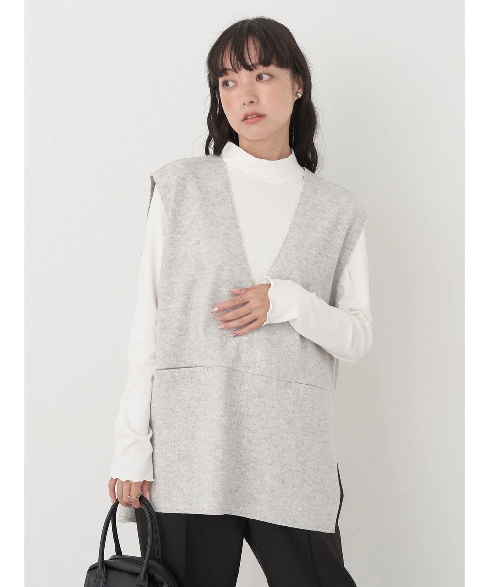 earth music&ecology ＳＥＴ２点圧縮風ポンチベスト＋リブタートル 