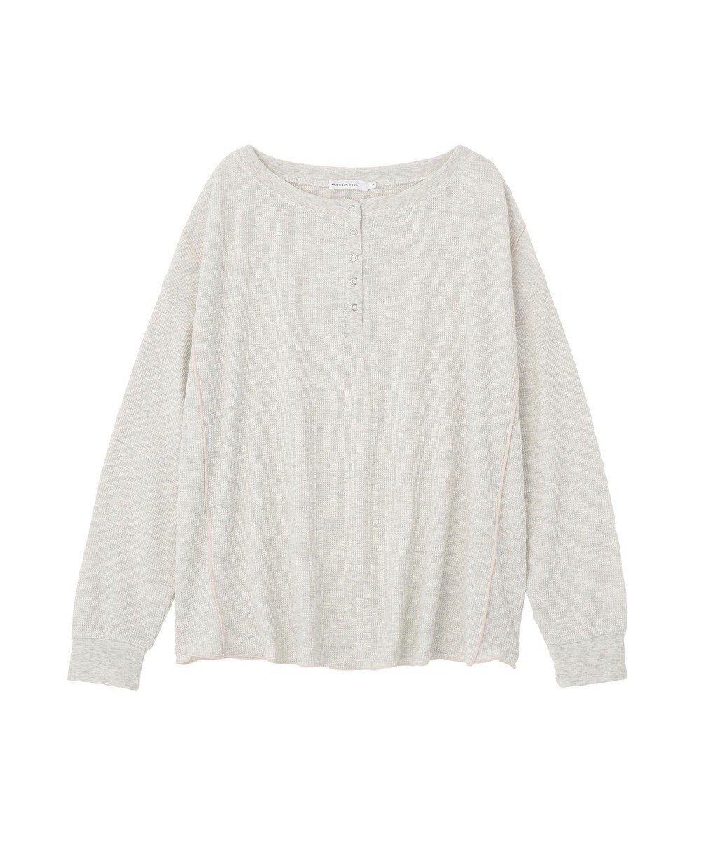 AMERICAN HOLIC 【選べる丈】ヘンリーネックワッフルメロープルオーバー 