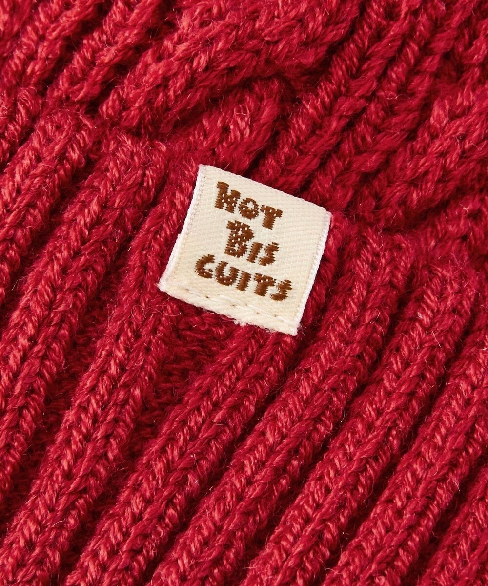 MIKI HOUSE HOT BISCUITS 【46-56cm】 ぼん天付きケーブル編みニット帽子 