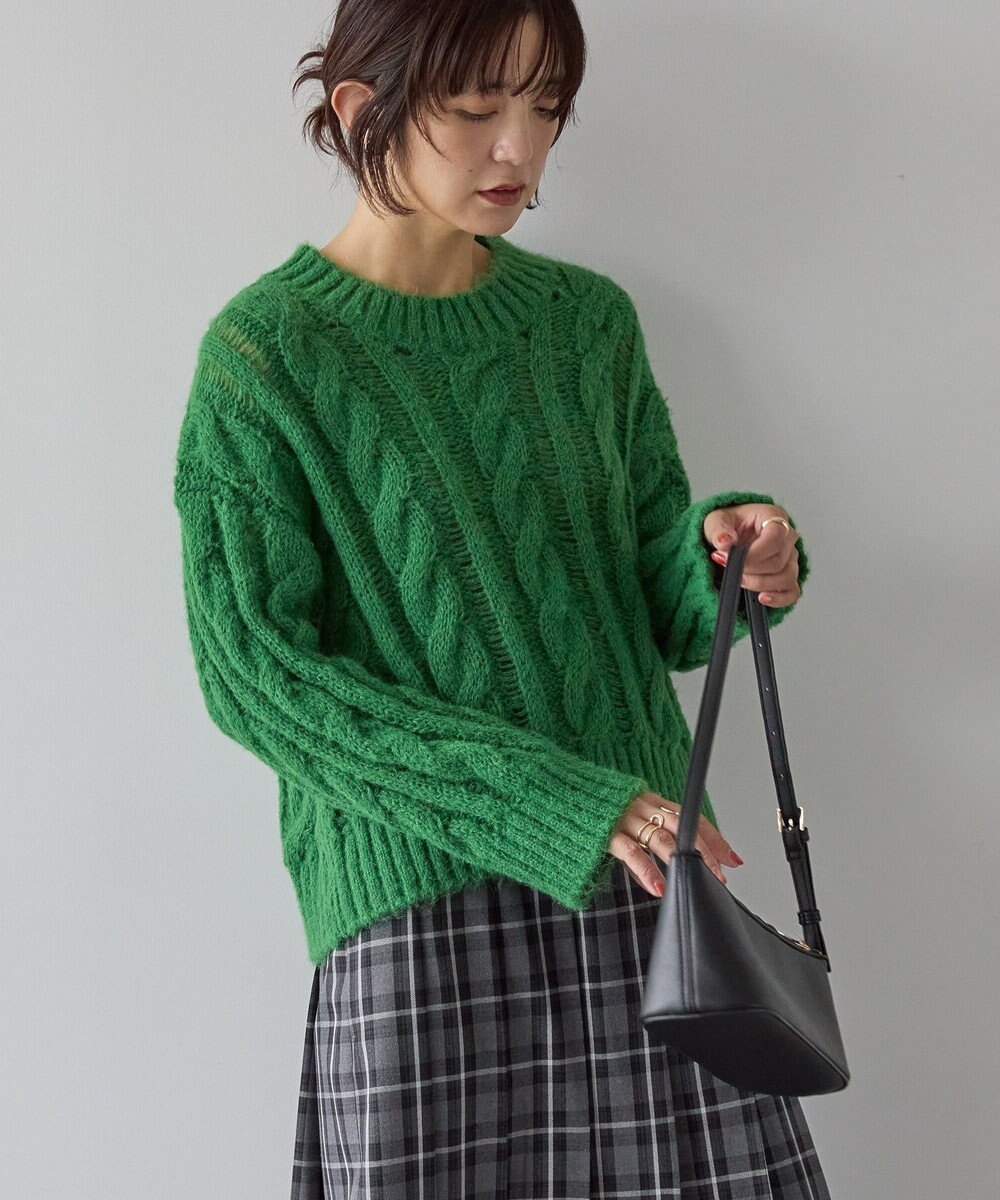 AMERICAN HOLIC 透かしケーブルニットプルオーバー 