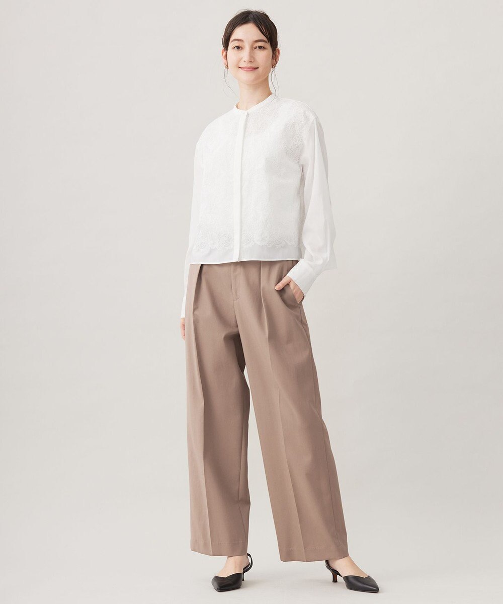 自由区 L 【洗える】コットンダブルクロスストレート パンツ 