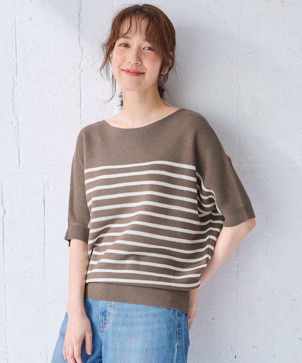 ANY 【洗濯機可/UVカット/アンチピリング】ハーフスリーブガーターニット 