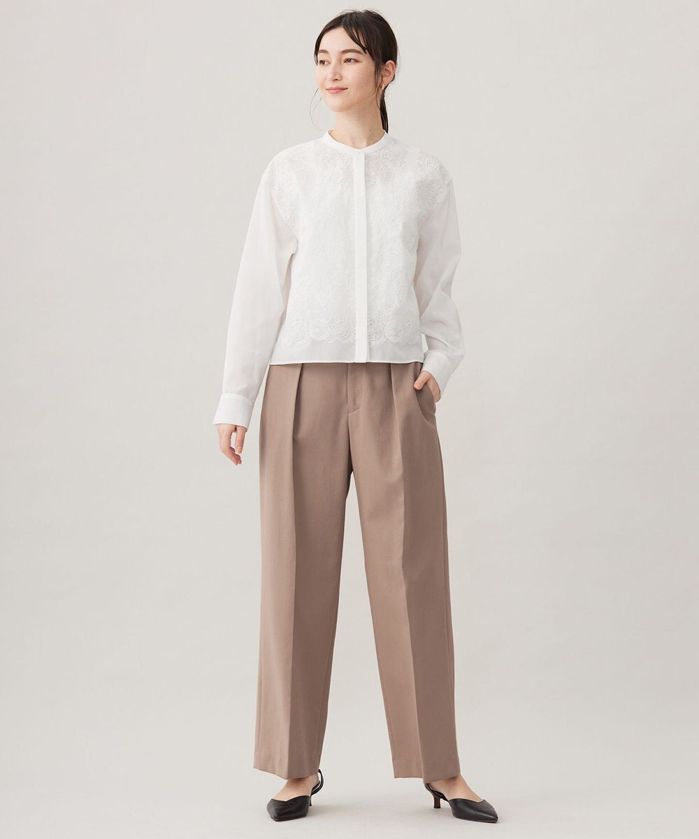 自由区 L 【洗える】コットンダブルクロスストレート パンツ 