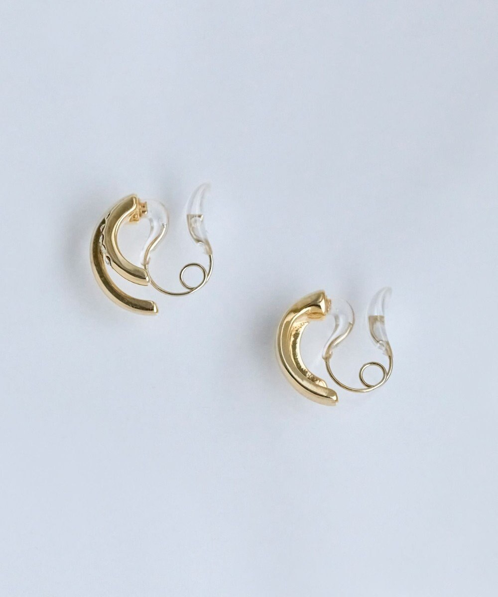 Phoebe 【金属アレルギー対応】【痛くないシリーズ】ストレートシャインクリスタルループフィットイヤリング　ゴールド 