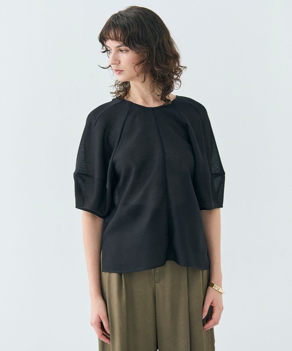 BEIGE， LIATRIS / バックリボン ハーフスリーブブラウス 