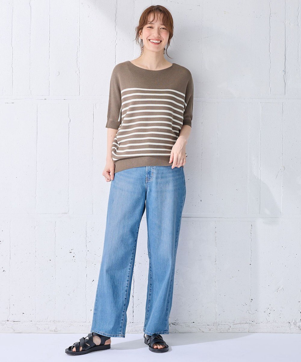 ANY 【洗濯機可/UVカット/アンチピリング】ハーフスリーブガーターニット 