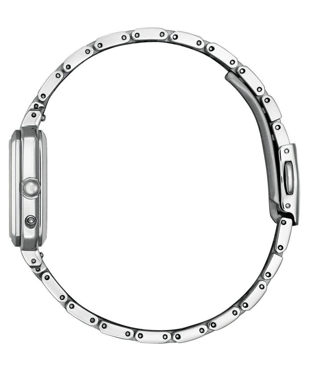 CITIZEN 【替えバンド付き電波時計】電池交換不要のスクウェア2wayモデル シルバーカラー×グレージュバンド ES9500-51A 