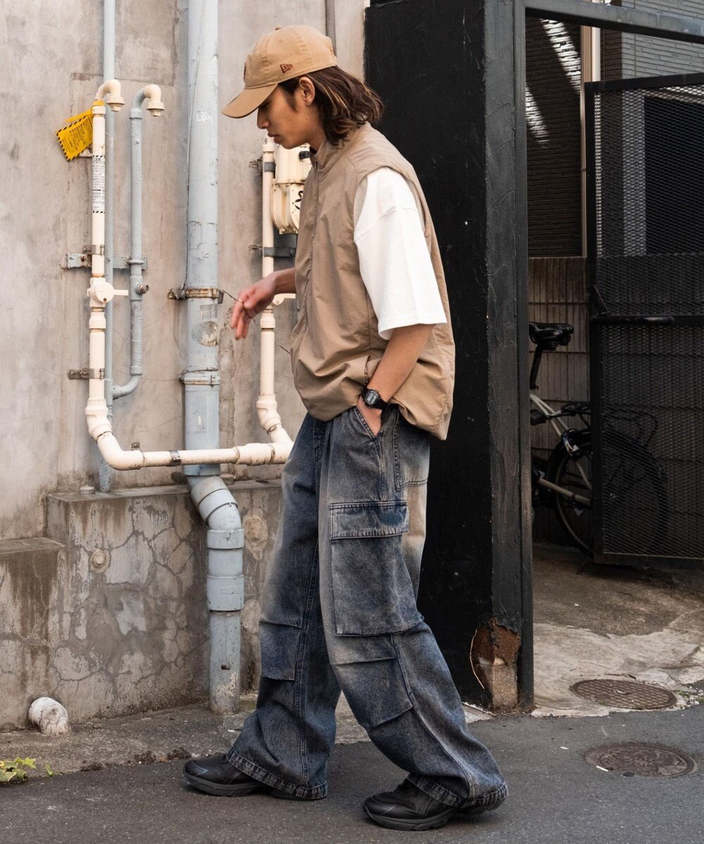 WEGO 【ユニセックス着用ITEM】デニムイージーカーゴパンツ 