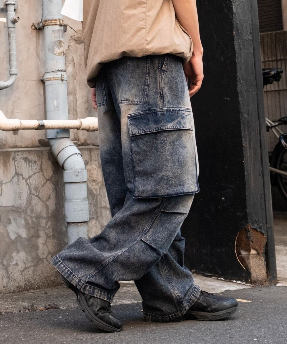 WEGO 【ユニセックス着用ITEM】デニムイージーカーゴパンツ 