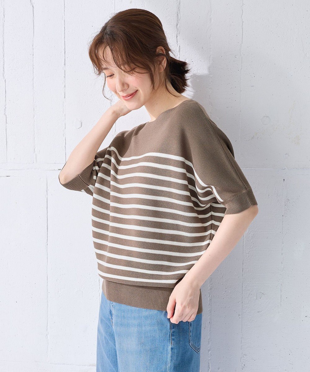 ANY 【洗濯機可/UVカット/アンチピリング】ハーフスリーブガーターニット 