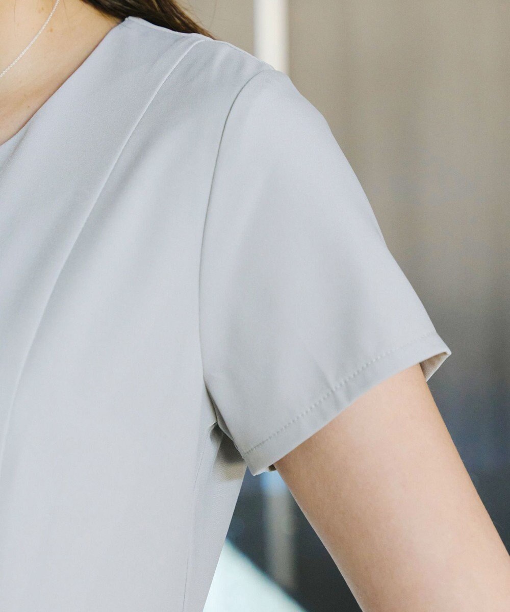 Tiaclasse 【洗える】半袖リボンギャザーフレアワンピース 