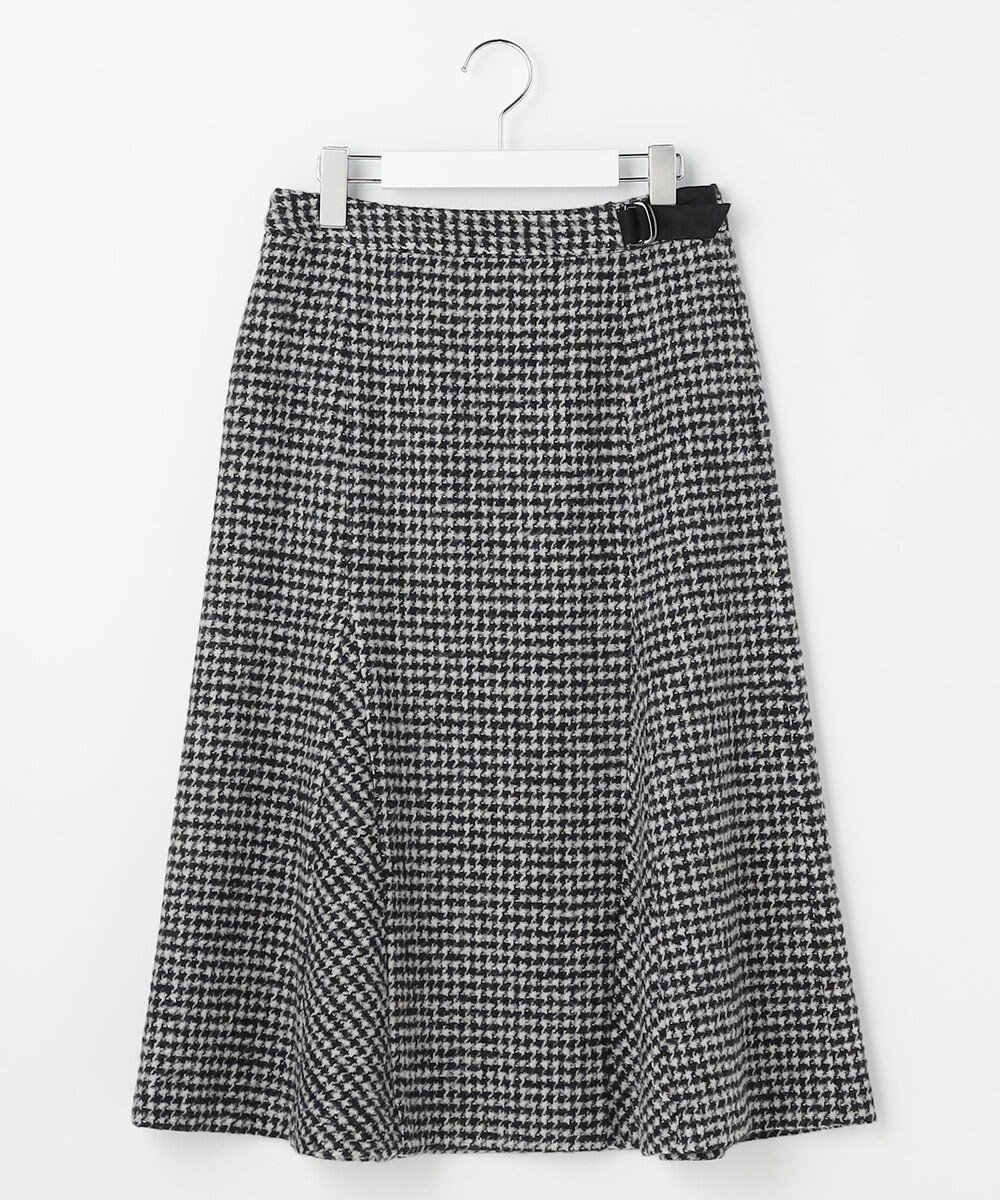 J.PRESS LADIES ウールシルク ハウンドトゥース フレア スカート 