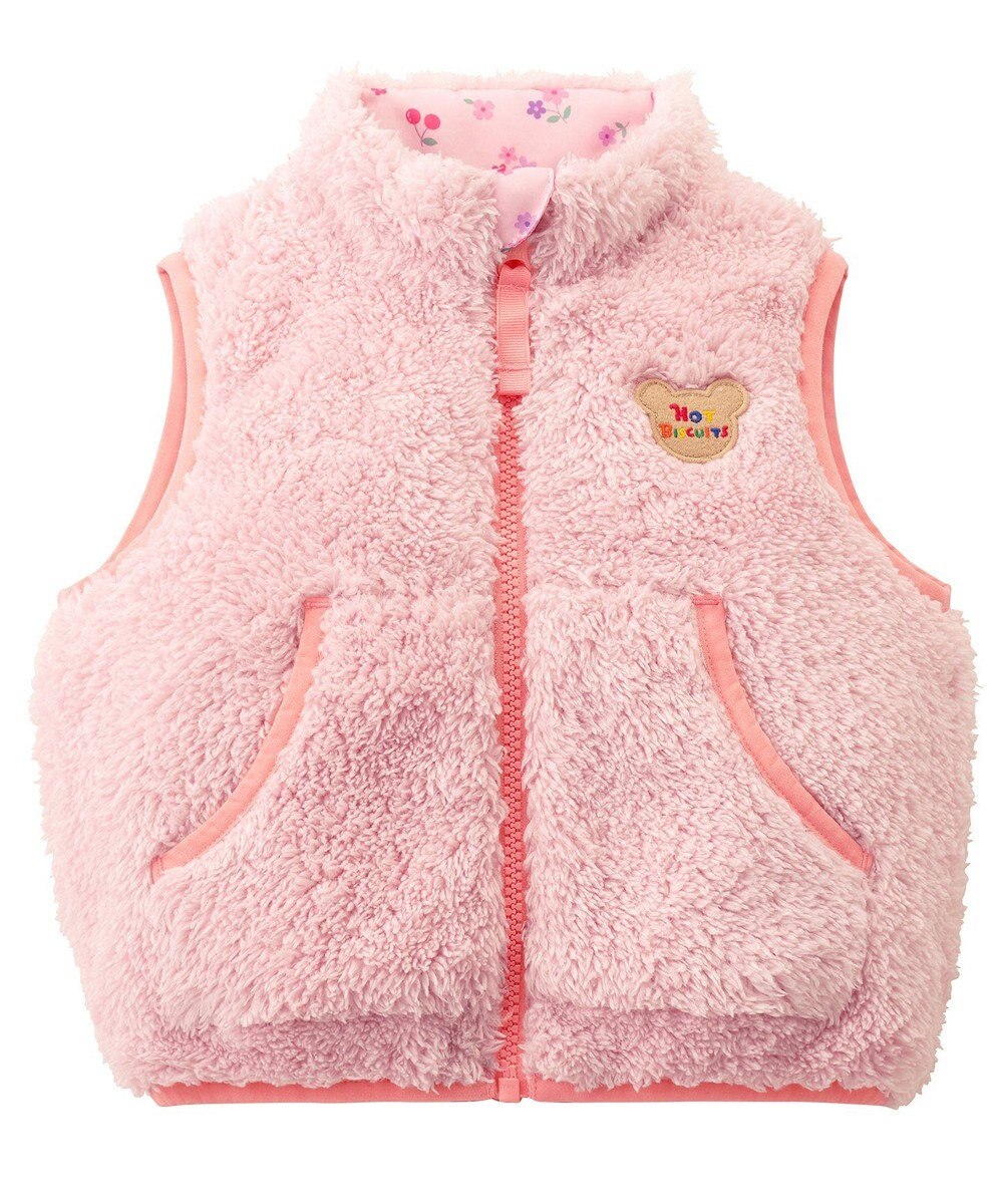 MIKI HOUSE HOT BISCUITS 【80-120cm】 裏ボアフリース リバーシブル総柄ベスト 