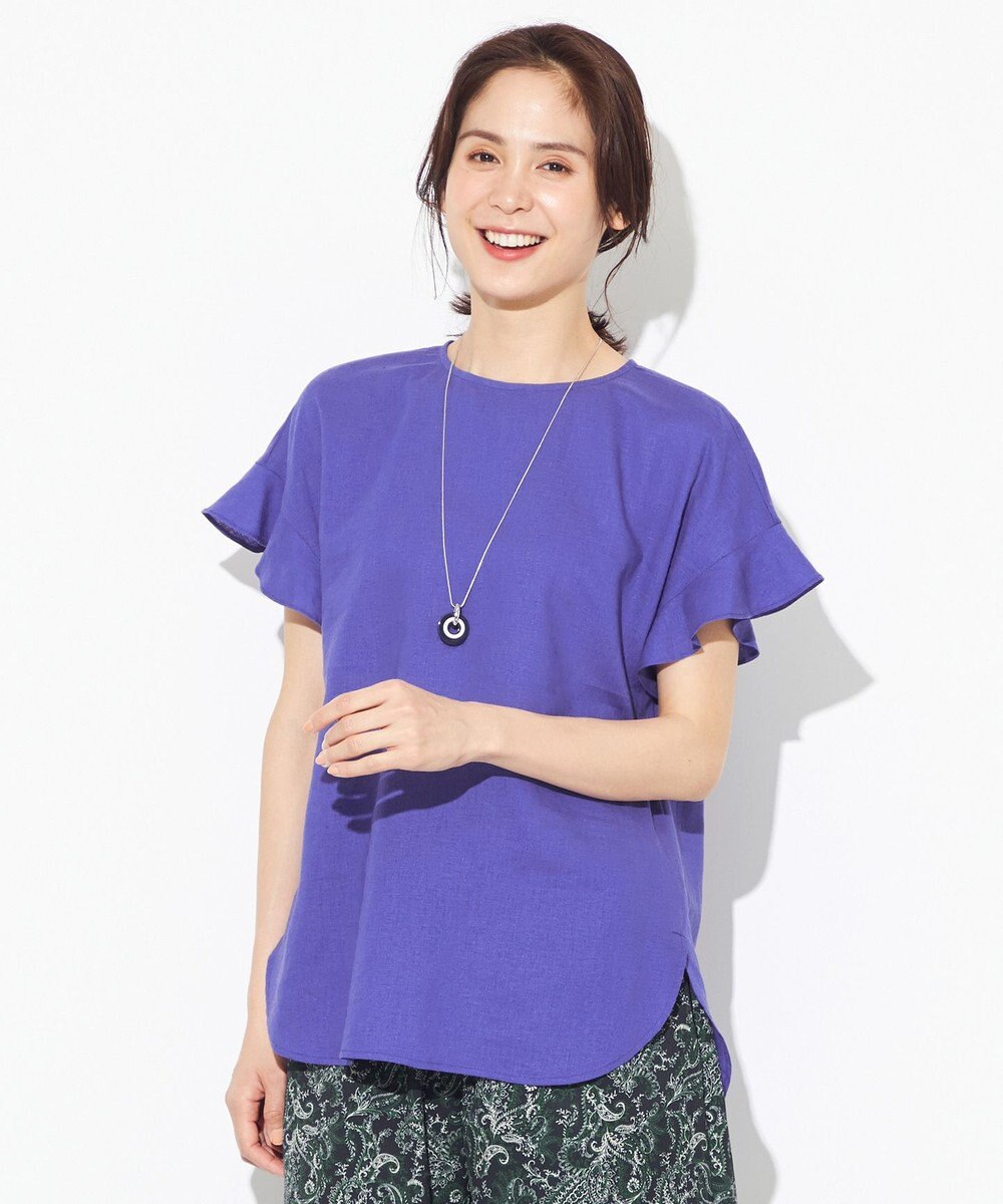 ANY 【洗える】ライトリネンクロスフレアスリーブ ブラウス 