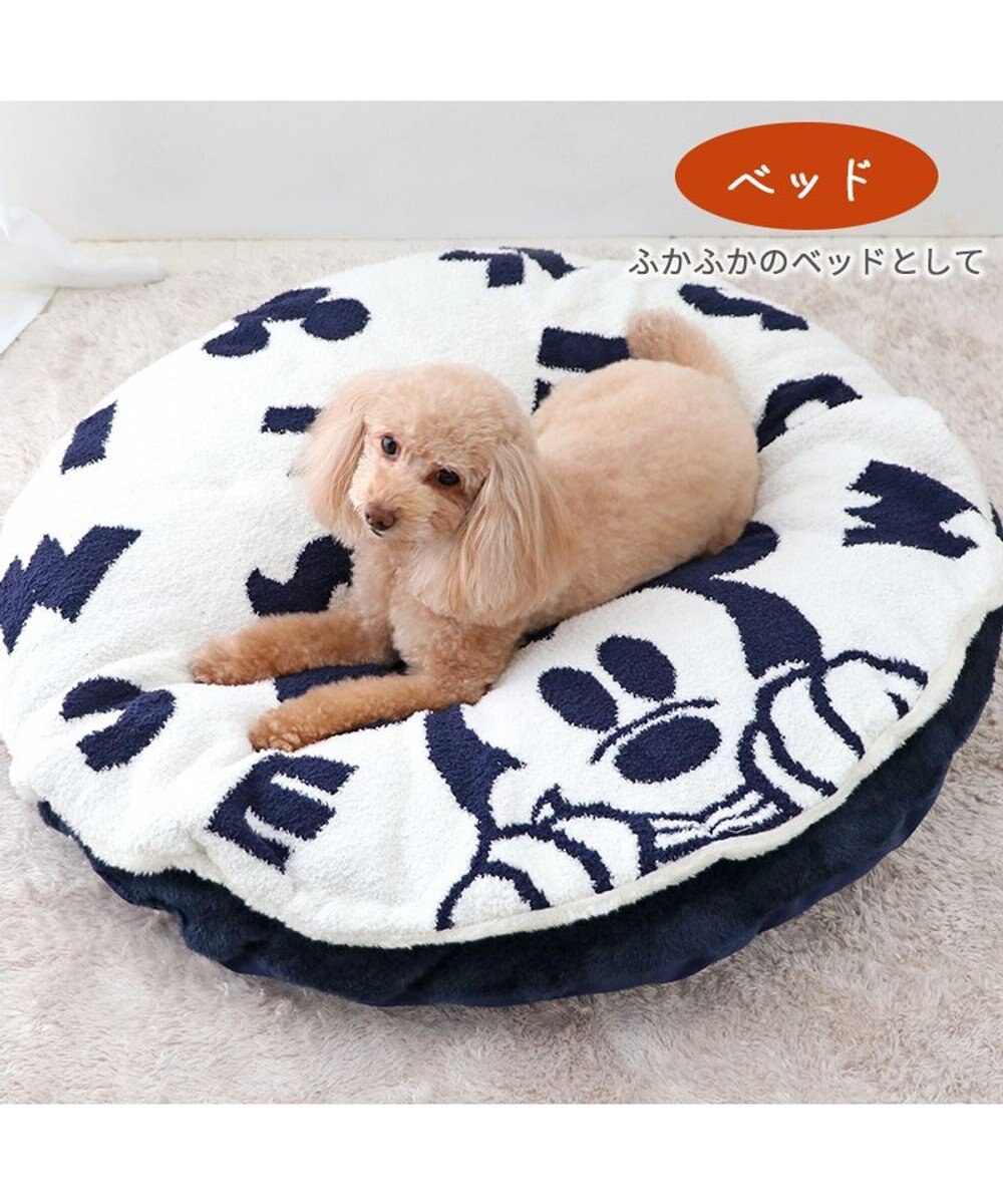 PET PARADISE ディズニー ミッキーマウス 遠赤外線 くつろぎマット 《ロゴ柄》 径75cm 