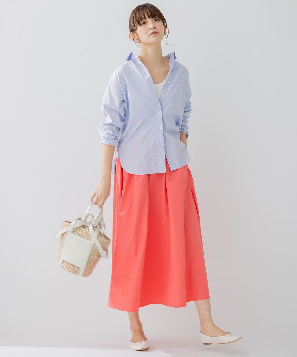 23区 【洗える】ハイカウントライトタフタ ギャザースカート 