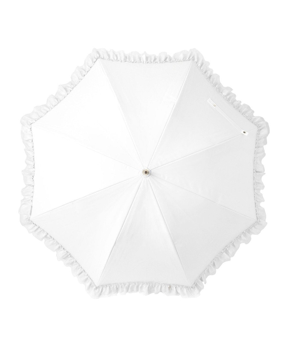 MOONBAT ランバン オン ブルー 晴雨兼用日傘 長傘 ビジュー付きオーガンジーフリル 遮光 遮熱 UV 