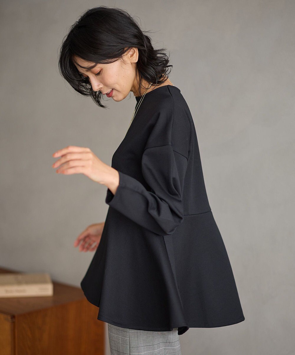 ANY ジョーゼット裏起毛ペプラムプルオーバー 