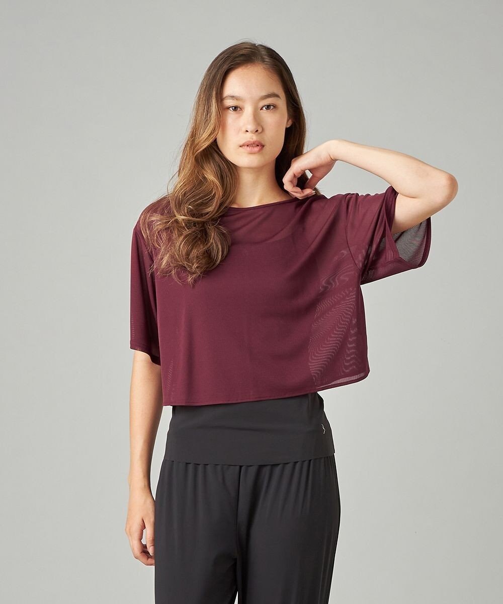 Chacott シアーリブバッククロスTシャツ 