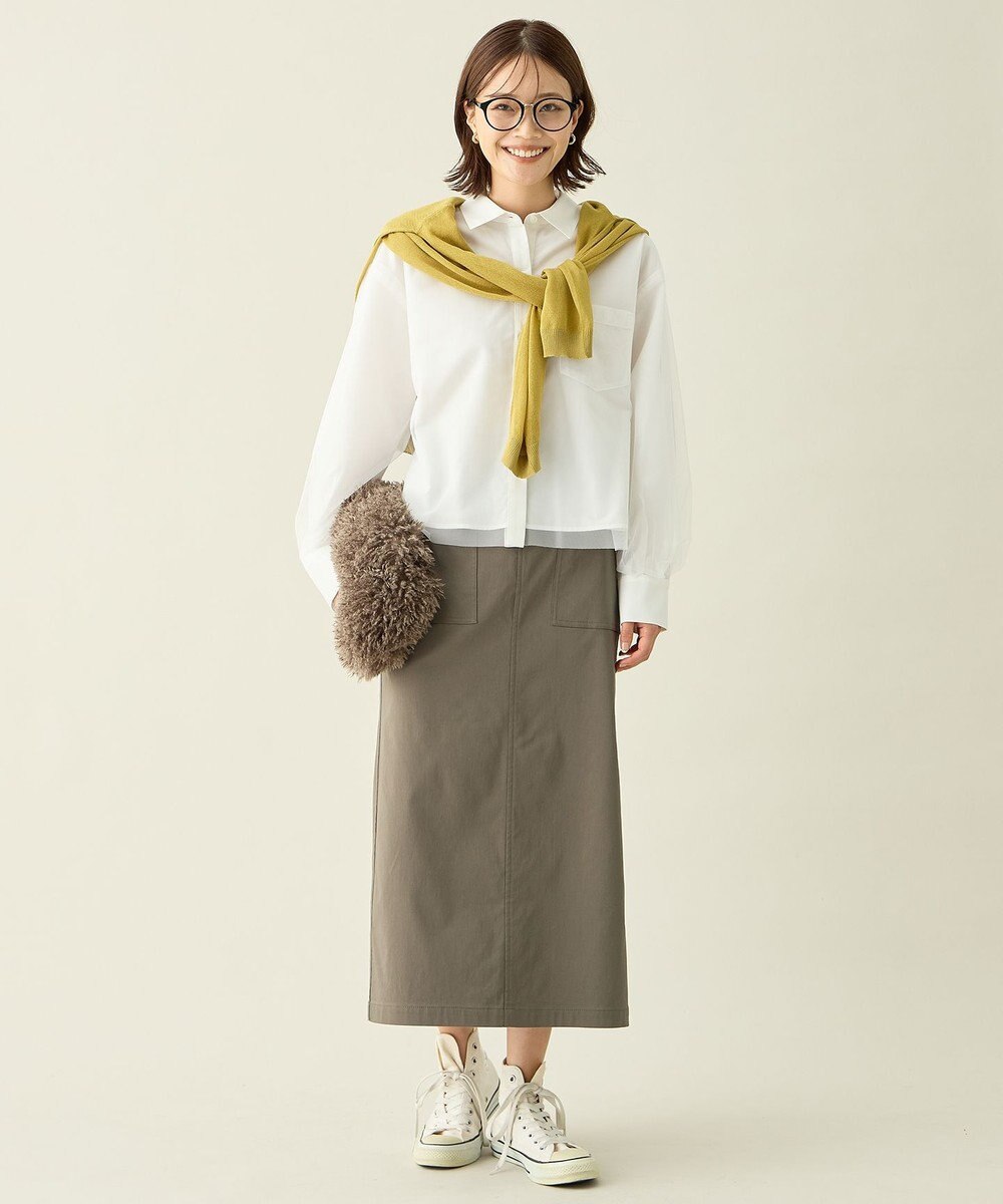 ANY L クロップドチュールコンビシャツ 