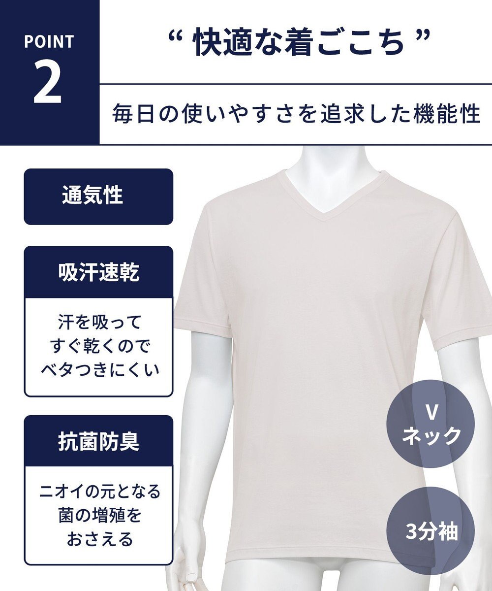 WACOAL MEN WACOAL MEN インナー 3分袖 オーガニックコットン100％ 通気性 吸汗速乾 抗菌防臭 Vネック 肌着 メンズ WL5124 /ワコールメン 