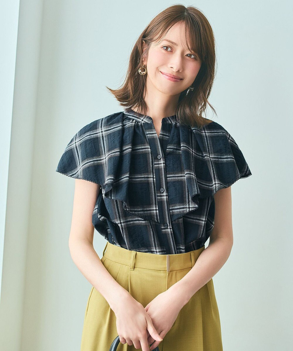 ANY SIS 【洗える】サッカーチェック ブラウス 