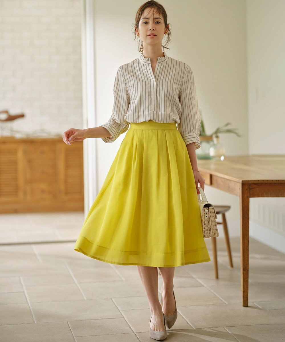組曲 L 【洗える・シワになりにくい】カラーボイル シアーフレアスカート 