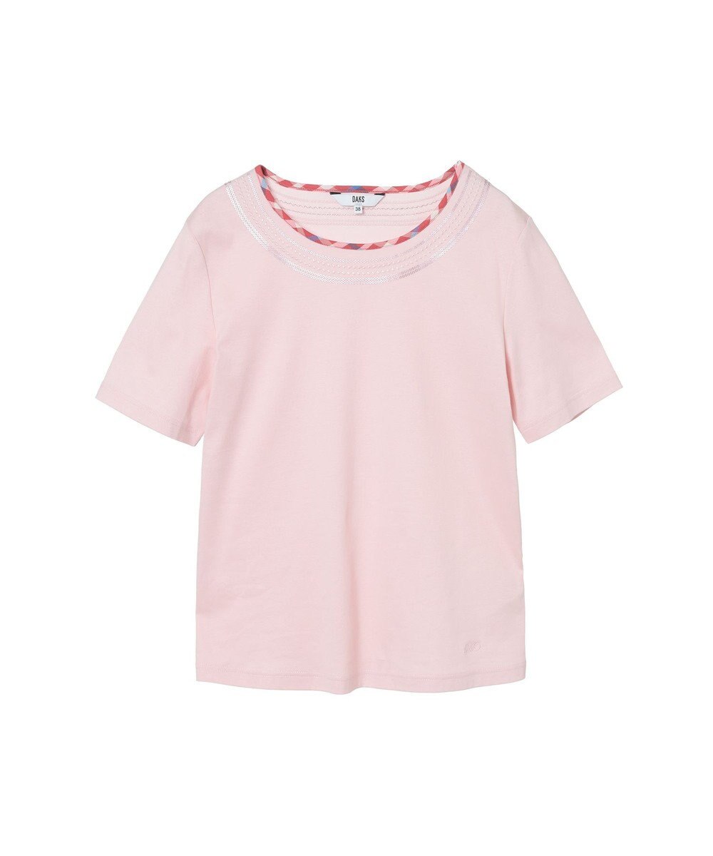 DAKS チェック スパンコール Tシャツ 