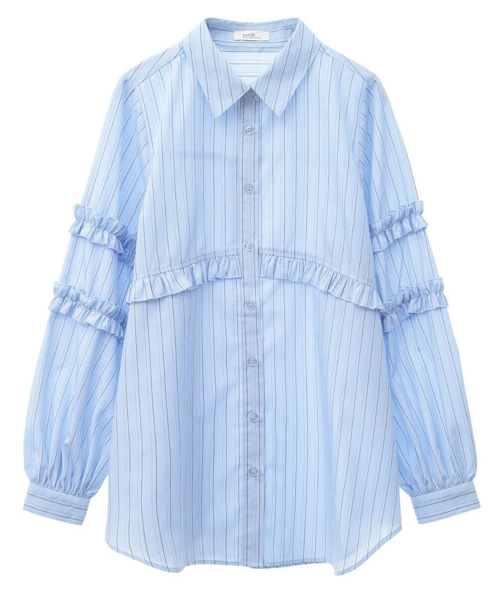 earth music&ecology レギュラーカラーフリルシャツ 