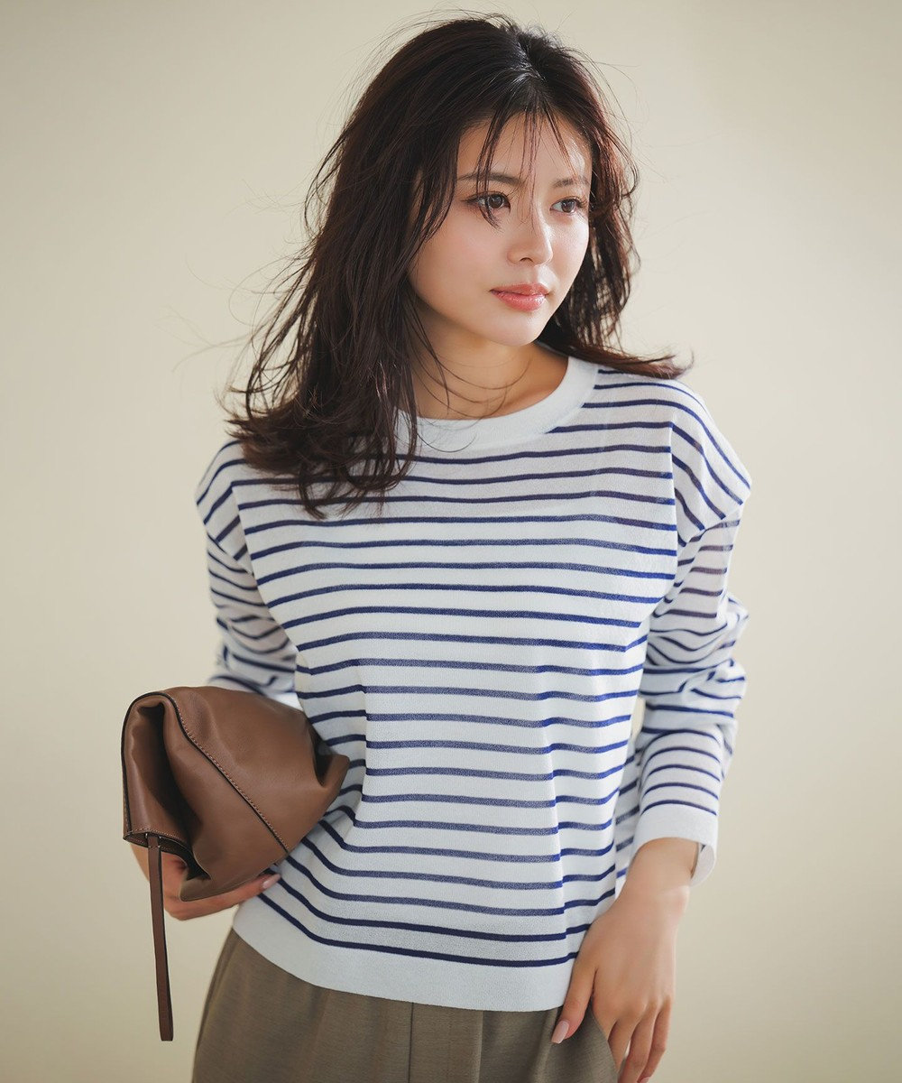 UNFILO シアーフォルムニット ボーダー 